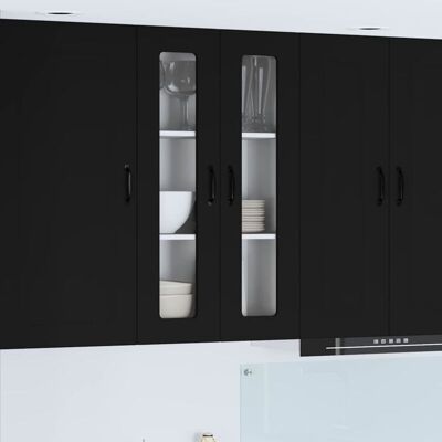 Kitchen Cabinet Kalmar Black 60 x 31 x 100 cm Engineered Wood vidaXL Kitchen Cabinet Kalmar Black 60 x 31 x 100 cm Engineered Wood vidaXL