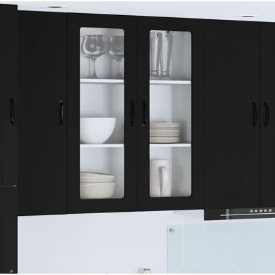 Kitchen Cabinet Kalmar Black 80 x 31 x 100 cm Engineered Wood vidaXL Kitchen Cabinet Kalmar Black 80 x 31 x 100 cm Engineered Wood vidaXL