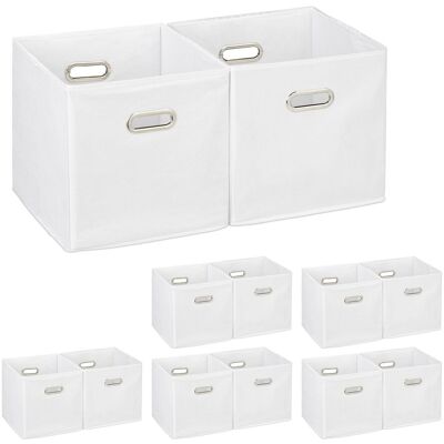 Relaxdays 12x Storage Baskets, Foldable, Square, 30cm, White - Storage Baskets Relaxdays 12x Storage Baskets, Foldable, Square, 30cm, White - Storage Baskets