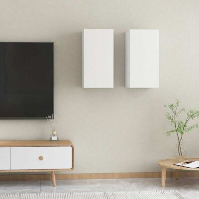 vidaXL White Wall-Mounted TV Cabinet Set - 2 pcs, 30.5x30x60 cm vidaXL White Wall-Mounted TV Cabinet Set - 2 pcs, 30.5x30x60 cm