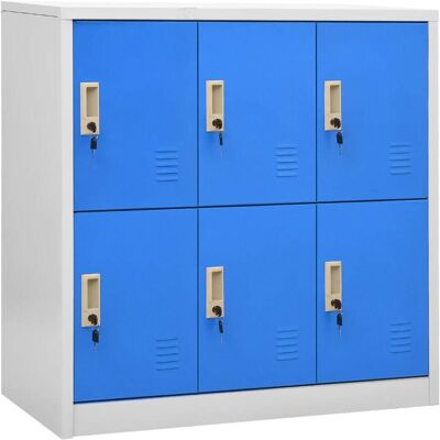 vidaXL Locker Cabinet Light Grey and Blue Steel School Office Locker Cabinet vidaXL Locker Cabinet Light Grey and Blue Steel School Office Locker Cabinet