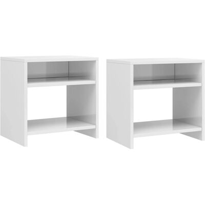 vidaXL Bedside Cabinets 2 pcs White Gloss - Nightstand - Nightstand vidaXL Bedside Cabinets 2 pcs White Gloss - Nightstand - Nightstand