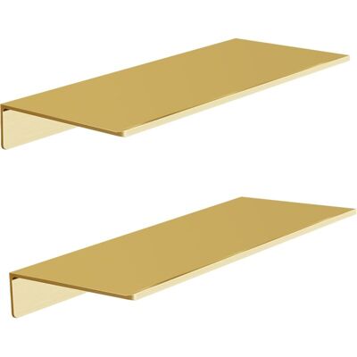 OEM Set Of 2 Brushed Gold Metal Wall Shelves For Living Room, Bedroom, Bathroom, Floating Shelf For Wall Storage (30 X 12 Cm) OEM Set Of 2 Brushed Gold Metal Wall Shelves For Living Room, Bedroom, Bathroom, Floating Shelf For Wall Storage (30 X 12 Cm)