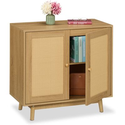 Relaxdays Sideboard - Rattan-Effect, Wood, 75x80x40cm Relaxdays Sideboard - Rattan-Effect, Wood, 75x80x40cm