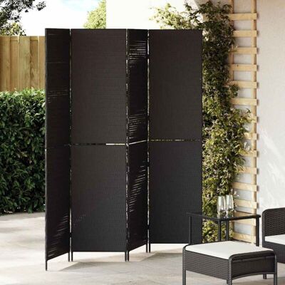 vidaXL Room Divider 4-Panel Black 195x180 cm - Room Divider vidaXL Room Divider 4-Panel Black 195x180 cm - Room Divider
