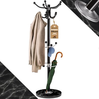 Casaria - Elegant Coat Rack with Black Marble Base and 14 x 360° Rotatable Hooks Sturdy & Stylish Clothing Organiser for Hallways, Foyers & Offices Casaria - Elegant Coat Rack with Black Marble Base and 14 x 360° Rotatable Hooks Sturdy & Stylish Clothing Organiser for Hallways, Foyers & Offices