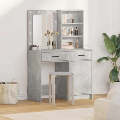 Vidaxl - Modern Gray Wooden LED Dressing Table Vidaxl - Modern Gray Wooden LED Dressing Table