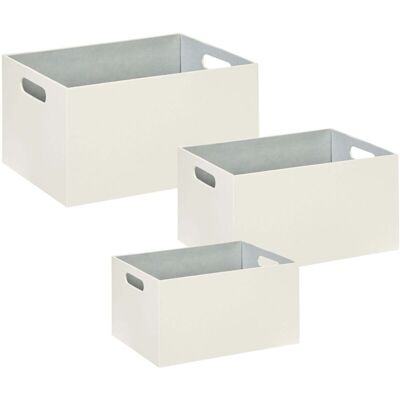 BELIANI Storage Basket Set - Handmade Synthetic Leather Rectangular Organizers BELIANI Storage Basket Set - Handmade Synthetic Leather Rectangular Organizers