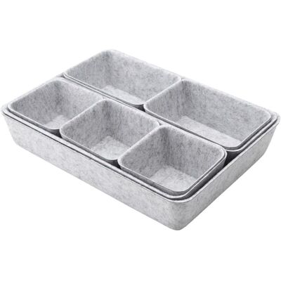 TEHTUY Set of 8 stackable felt drawer organizers - 4 sizes - Grey - For desk, dresser, wardrobe and locker TEHTUY Set of 8 stackable felt drawer organizers - 4 sizes - Grey - For desk, dresser, wardrobe and locker