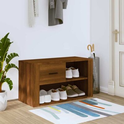 vidaXL Brown Oak Shoe Cabinet 80x35x45 cm Engineered Wood vidaXL Brown Oak Shoe Cabinet 80x35x45 cm Engineered Wood