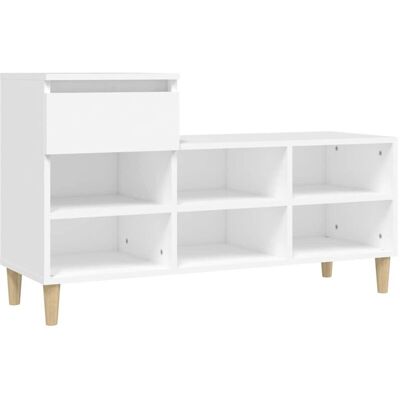 vidaXL White Wooden Shoe Rack - 102x36x60 cm Storage Solution vidaXL White Wooden Shoe Rack - 102x36x60 cm Storage Solution