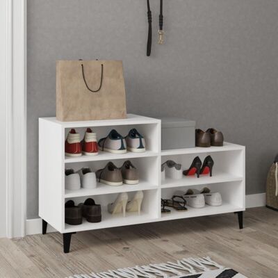 vidaXL White Engineered Wood Shoe Cabinet - Shoe Storage Furniture vidaXL White Engineered Wood Shoe Cabinet - Shoe Storage Furniture