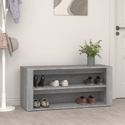 vidaXL Concrete Grey Engineered Wood Shoe Rack - Hallway Storage vidaXL Concrete Grey Engineered Wood Shoe Rack - Hallway Storage