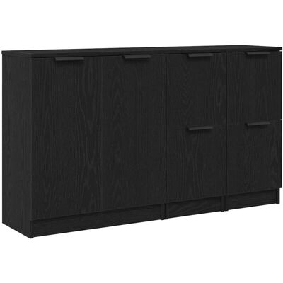 vidaXL Black Eichen-Sideboard - Modern Oak Storage Unit vidaXL Black Eichen-Sideboard - Modern Oak Storage Unit