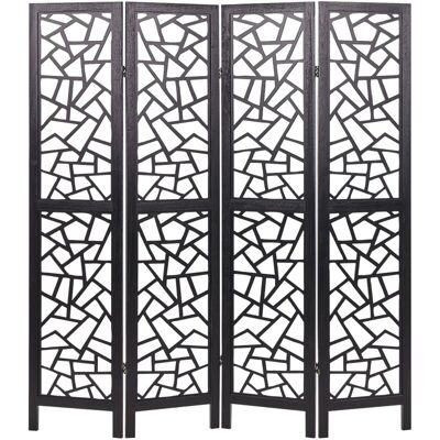 Beliani Black Paulownia Wood 4-Panel Room Divider - Room Type Beliani Black Paulownia Wood 4-Panel Room Divider - Room Type