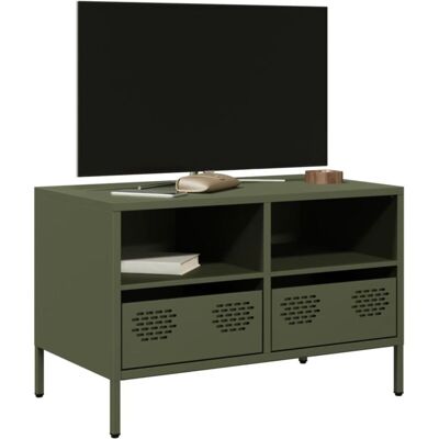 vidaXL Olive Green 68x39x43.5 cm TV Cabinet - Industrial Steel TV Stand vidaXL Olive Green 68x39x43.5 cm TV Cabinet - Industrial Steel TV Stand