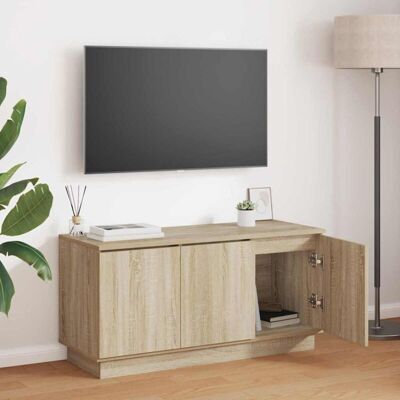 vidaXL TV Cabinet - Sonoma Oak - Modern Design, LED Lighting, Sliding Doors - TV Cabinet vidaXL TV Cabinet - Sonoma Oak - Modern Design, LED Lighting, Sliding Doors - TV Cabinet