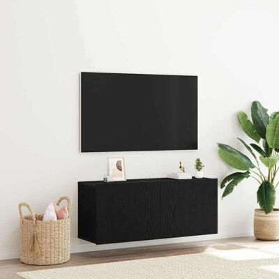 vidaXL Black Eiche TV Cabinet - Modern Design & Spacious Storage vidaXL Black Eiche TV Cabinet - Modern Design & Spacious Storage