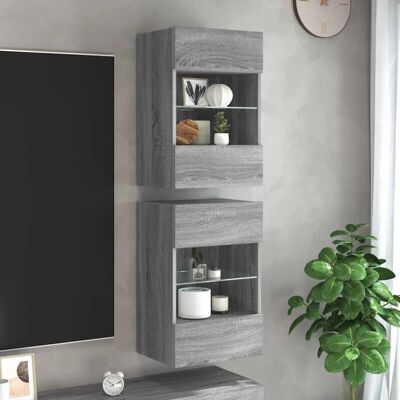 MAISONCHIC Sonoma Gray Wall TV Cabinet with LED Lights - TV Wall Mount MAISONCHIC Sonoma Gray Wall TV Cabinet with LED Lights - TV Wall Mount