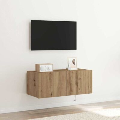 vidaXL TV Cabinet - Rustic Wooden with LED Lights vidaXL TV Cabinet - Rustic Wooden with LED Lights