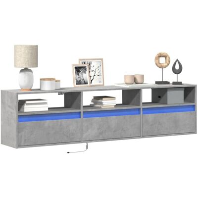 TV Wall Cabinet with LED Concrete Grey 180x31x45 cm vidaXL TV Wall Cabinet with LED Concrete Grey 180x31x45 cm vidaXL
