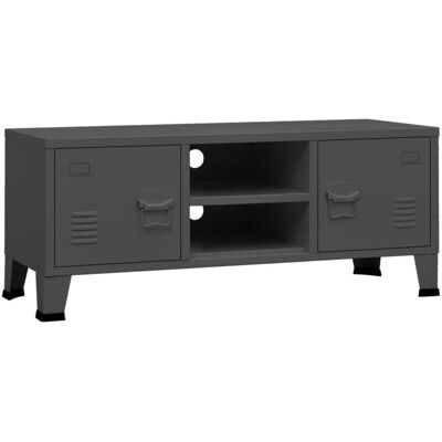 vidaXL Industrial TV Cabinet - Anthracite Metal Media Unit vidaXL Industrial TV Cabinet - Anthracite Metal Media Unit