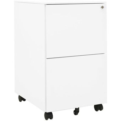 vidaXL White Steel Mobile File Cabinet - 2 Drawers - Office Storage vidaXL White Steel Mobile File Cabinet - 2 Drawers - Office Storage