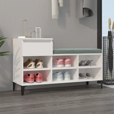 vidaXL White Shoe Cabinet - Engineered Wood Storage Organizer - 102x36x60 cm vidaXL White Shoe Cabinet - Engineered Wood Storage Organizer - 102x36x60 cm