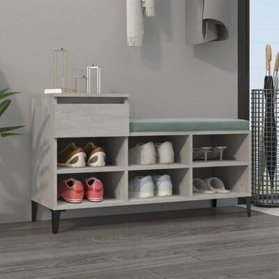 VidaXL Concrete Grey Shoe Cabinet 102x36x60 cm Engineered Wood VidaXL Concrete Grey Shoe Cabinet 102x36x60 cm Engineered Wood