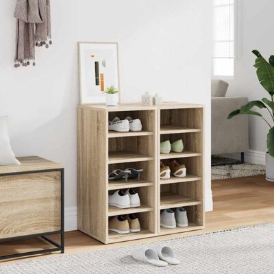 vidaXL Sonoma Oak Shoe Cabinet - Durable, 5 Compartments vidaXL Sonoma Oak Shoe Cabinet - Durable, 5 Compartments