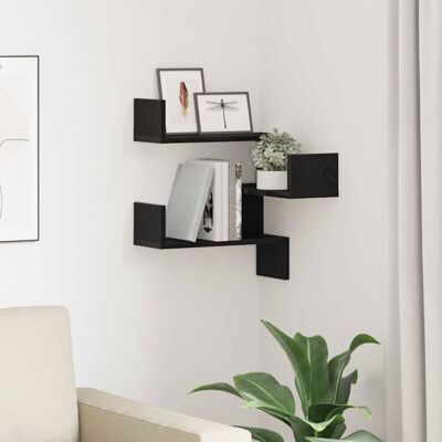 VIDAXL Black Oak Corner Wall Shelf 40x40x49.5cm - Wall Shelf VIDAXL Black Oak Corner Wall Shelf 40x40x49.5cm - Wall Shelf