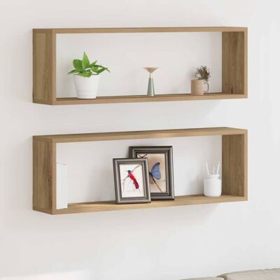 vidaXL Wall Shelf Set - Artisan Oak - 80x15cm - Wall Shelf Set vidaXL Wall Shelf Set - Artisan Oak - 80x15cm - Wall Shelf Set