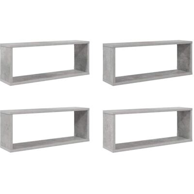 vidaXL Wall Shelves Concrete Grey 4 pcs Modern Wall-Mounted Floating Shelf vidaXL Wall Shelves Concrete Grey 4 pcs Modern Wall-Mounted Floating Shelf