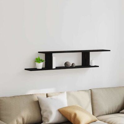 vidaXL Black Wooden Wall Shelf - Wall Shelf vidaXL Black Wooden Wall Shelf - Wall Shelf