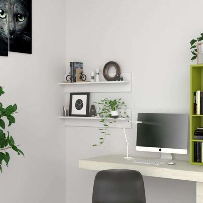 vidaXL Wall Shelves 2 pcs White 80x11.5x18 cm Wood-Based Material - Wall Shelves vidaXL Wall Shelves 2 pcs White 80x11.5x18 cm Wood-Based Material - Wall Shelves