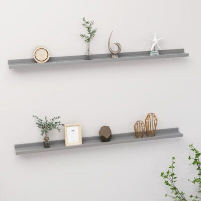 vidaXL 2x Wall Shelves Grey 115x9x3 cm - Wall Shelves vidaXL 2x Wall Shelves Grey 115x9x3 cm - Wall Shelves