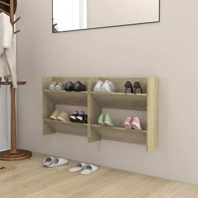 vidaXL Wall-mounted Shoe Cabinets - Shoe Organizer, Sonoma Oak vidaXL Wall-mounted Shoe Cabinets - Shoe Organizer, Sonoma Oak