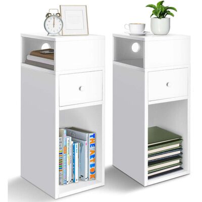 VOUNOT Compact Nightstand Set with Drawer & Compartments - Side Table VOUNOT Compact Nightstand Set with Drawer & Compartments - Side Table
