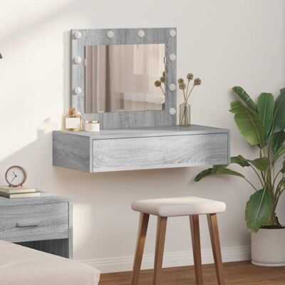 vidaXL Grey Sonoma Wall-Mounted Makeup Table - Cosmetisch Tisch vidaXL Grey Sonoma Wall-Mounted Makeup Table - Cosmetisch Tisch
