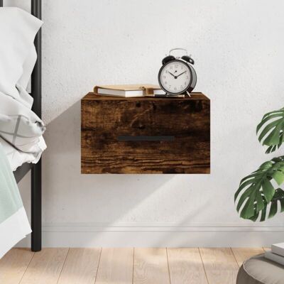 vidaXL Smoked Oak Wall-mounted Bedside Cabinet - Bedside Table vidaXL Smoked Oak Wall-mounted Bedside Cabinet - Bedside Table