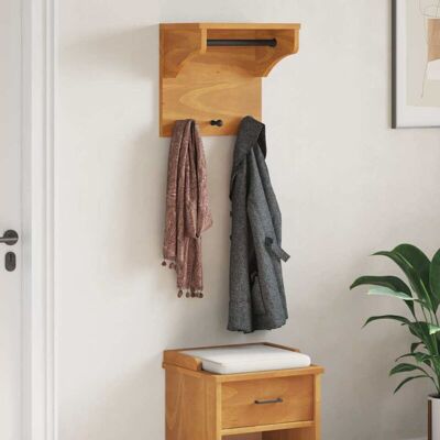 vidaXL Wall Coat Rack SANDNES - Solid Pine Wood - Brown - Wall Coat Rack vidaXL Wall Coat Rack SANDNES - Solid Pine Wood - Brown - Wall Coat Rack