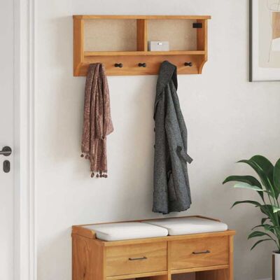 vidaXL Wall Coat Rack SANDNES - Solid Pine Wood - 87x12x35 cm - Brown - Wall Coat Rack vidaXL Wall Coat Rack SANDNES - Solid Pine Wood - 87x12x35 cm - Brown - Wall Coat Rack