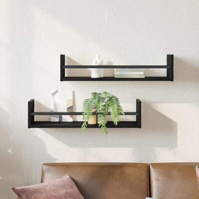 VIDAXL Black Wall Shelves Set - Modern Interior Storage VIDAXL Black Wall Shelves Set - Modern Interior Storage