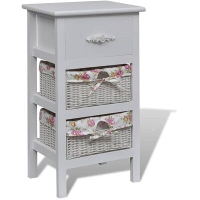 Cabinet with 1 Drawer and 2 Baskets White Paulownia Wood Vidaxl Cabinet with 1 Drawer and 2 Baskets White Paulownia Wood Vidaxl