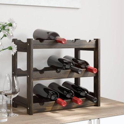 Wine Rack for 12 Bottles Black Solid Wood Pine vidaXL Wine Rack for 12 Bottles Black Solid Wood Pine vidaXL