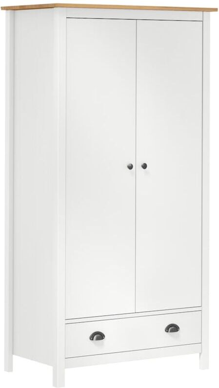 2-Door Wardrobe Hill White 89x50x170 cm Solid Pine Wood Vidaxl