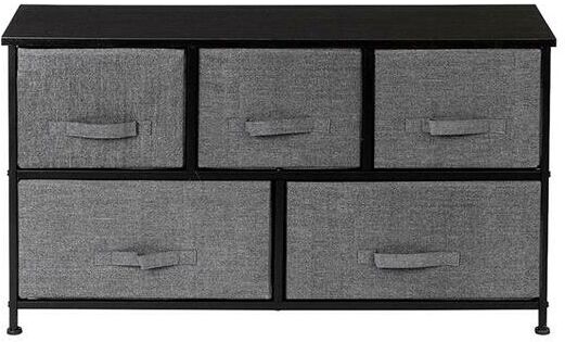 DEWDAT 2-Tier Wide Closet Dresser, Nursery Dresser Tower with 5 Easy Pull Fabric Drawers and Metal Frame, Multi-Purpose Organizer Unit for Closets, Dorm