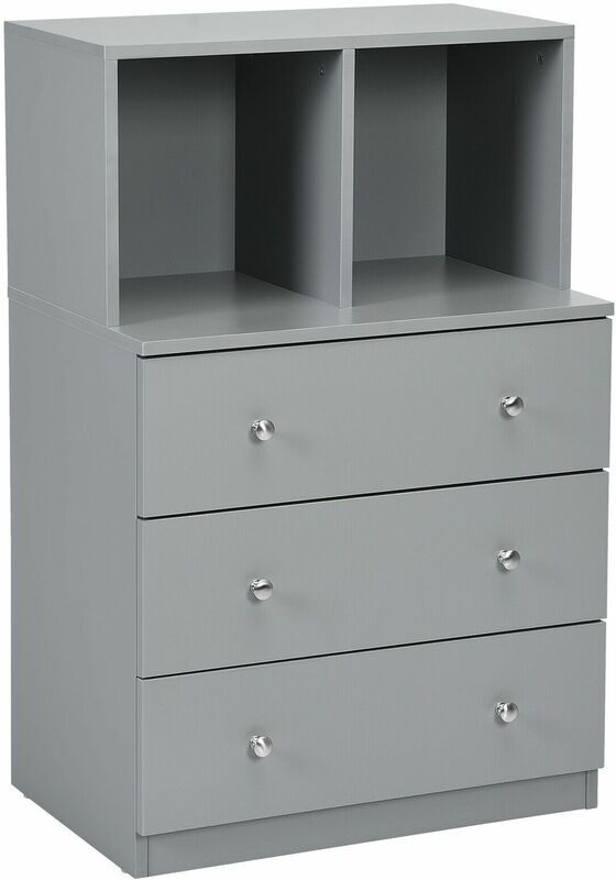 COSTWAY 3-Drawer Chest Storage Cabinet Dresser Freestanding Organizer 2 Cubbies 3 Drawer