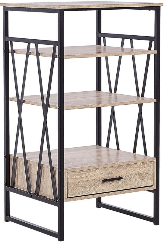 Beliani - Modern Wooden Console Table 3 Tiers 1 Drawer Home Office Dark Wood Keene
