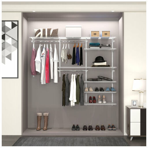 Casart - Adjustable Wall Mounted Custom Closet Organizer System w/Shelves &Hanging Rods